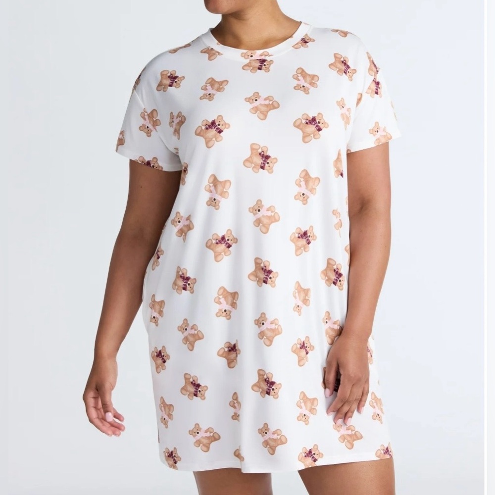 NWT - Teddy Bear Print Dreamy Soft Collection Sleepshirt With Pockets. - Picture 5 of 5